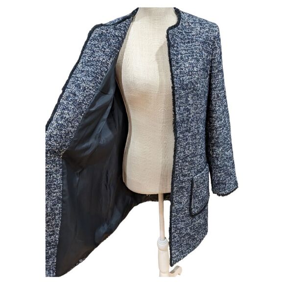 Helene London Women's Blue Tweed Coat Size M - Picture 5 of 9